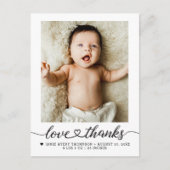 Carte Postale Love and Thanks heart script Photo Birth stars (Devant)