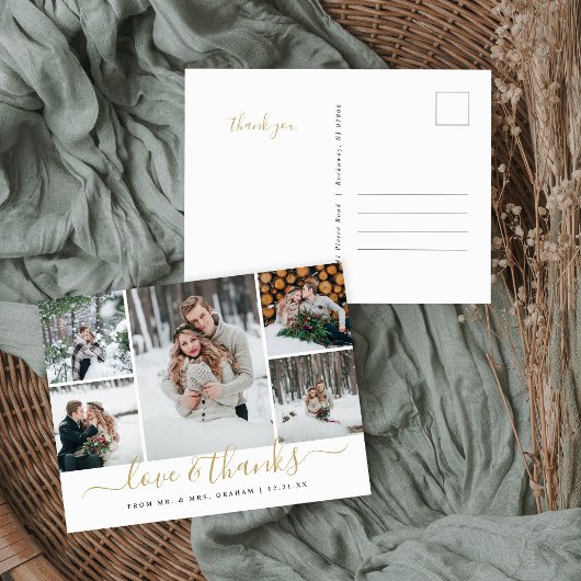 Carte Postale Love and Thanks Mariage Photo Collage