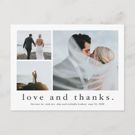 Carte Postale Love and Thanks Mariage Photo Merci (Devant)