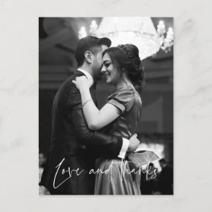 Carte Postale Love and Thanks Mariage Photo Merci Postcard