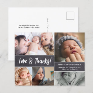 Carte Postale Love and Thanks Photo Collage Baby shower