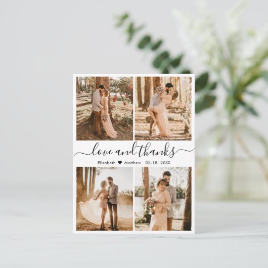 Carte Postale Love and Thanks Photo Collage Mariage Merci Po (Debout devant)
