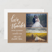 Carte Postale Love And Thanks Script Kraft Mariage de papier pho (Devant / Derrière)