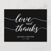Carte Postale Love and Thanks Script Mariage noir et blanc (Devant)