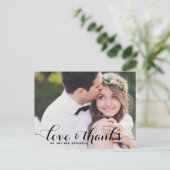 Carte Postale Love and Thanks Whimsical Script Photo Mariage (Debout devant)