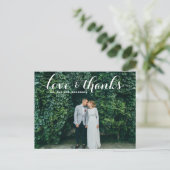 Carte Postale Love and Thanks Whimsical Script Photo Mariage (Debout devant)