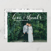 Carte Postale Love and Thanks Whimsical Script Photo Mariage (Devant / Derrière)
