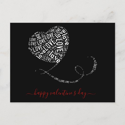 Carte Postale Love Balloon Word Art Saint Valentin (Devant)
