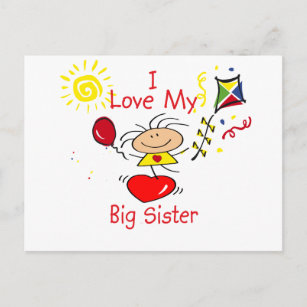 Carte Postale Love Big Sister Stick Figure Girl