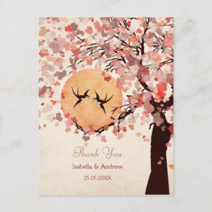 Carte Postale Love Birds - Fall Wedding Thank You Card