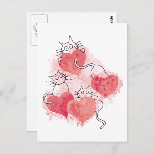 Carte Postale Love Cats (Devant / Derrière)