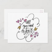 Carte Postale Love Cote Hearts Flèches Mariage violet (Devant / Derrière)