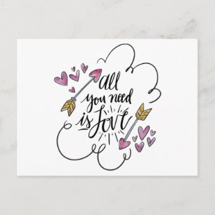 Carte Postale Love Cote Hearts Flèches Mariage violet