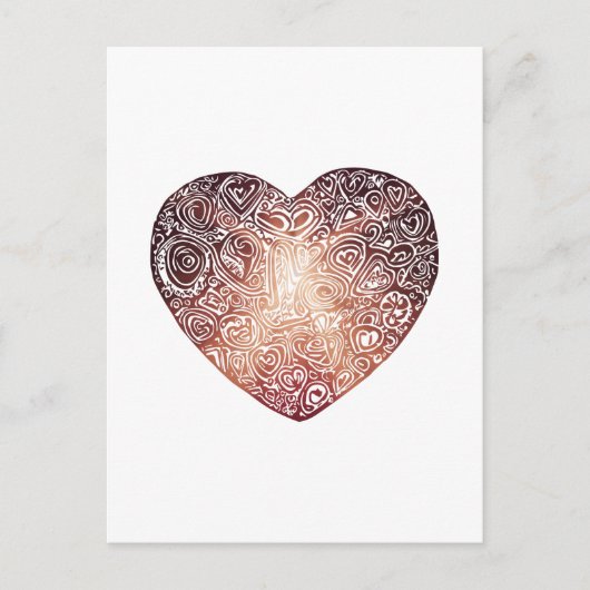 Carte Postale Love Doodle Heart Art Abstrait (Devant)