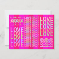 "LOVE" Élégant Moderne Coloré sur Fond Rose Chaud 