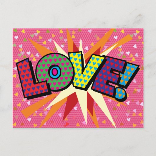 Carte Postale LOVE Fun Retro Comic Book Pop Art (Devant)