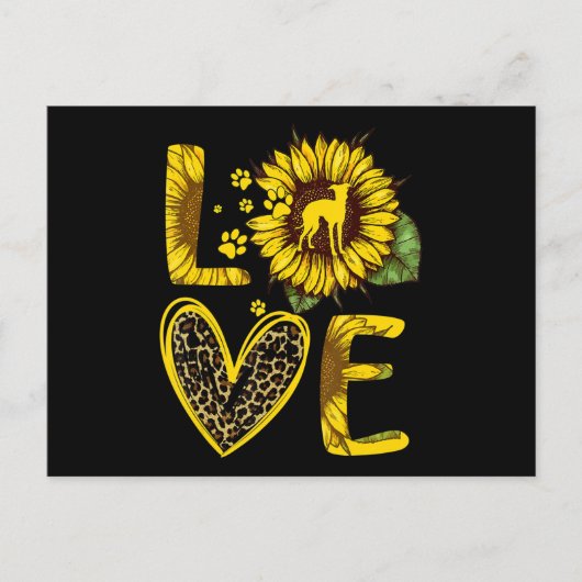 Carte Postale Love Greyhound Sunflower (Devant)