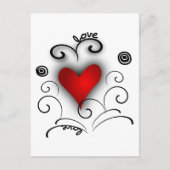 Carte Postale Love Heart Swirl - Rouge Et Noir Avec Effets (Devant)