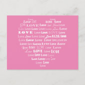 Carte Postale Love Heart Word Cloud - Blanc sur Pastel Pink (Devant)