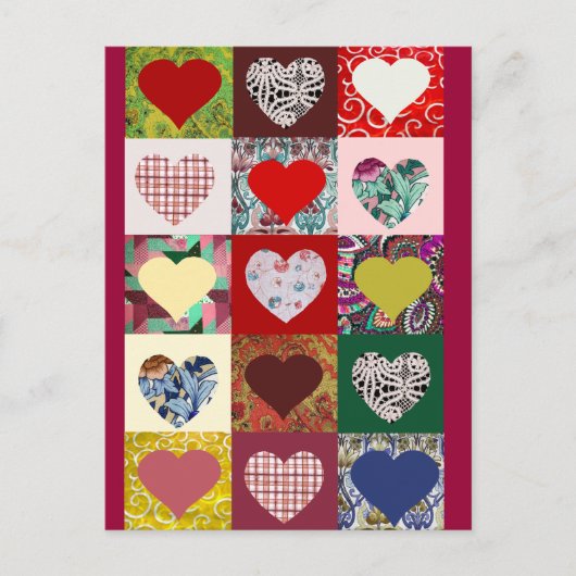 Carte Postale Love Hearts Quilt (Devant)