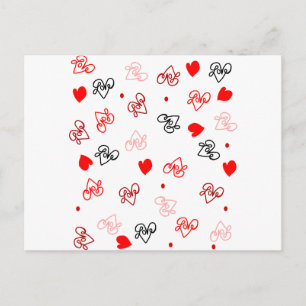 Carte Postale Love & Hearts Word Art Motif