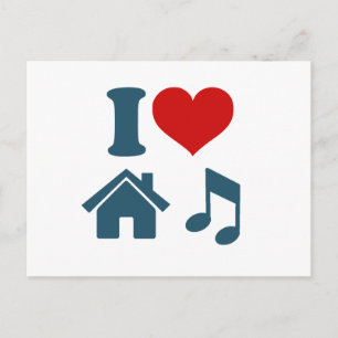 Carte Postale Love House Music