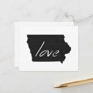 Carte Postale Love Iowa Formé Hawkeye Black Chalkboard Iowan