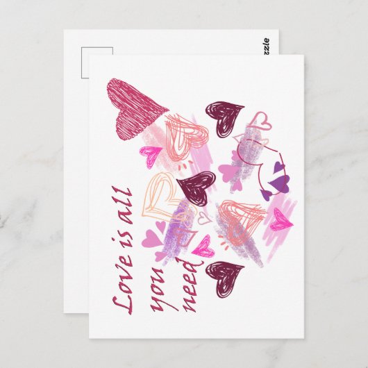 Carte Postale Love is all you need quote (Devant / Derrière)