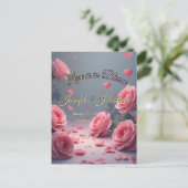 Carte Postale Love is in Bloom Pink Roses Save the Date Wedding (Debout devant)