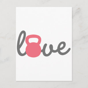 Carte Postale Love Kettlebell Pink