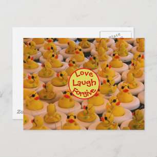 Carte Postale Love Laugh Pardonne Rubber Ducks Inspirationnel