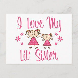 Carte Postale Love Lil Sister Filles roses