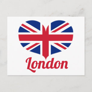 Carte Postale Love London Drapeau britannique en forme de coeu