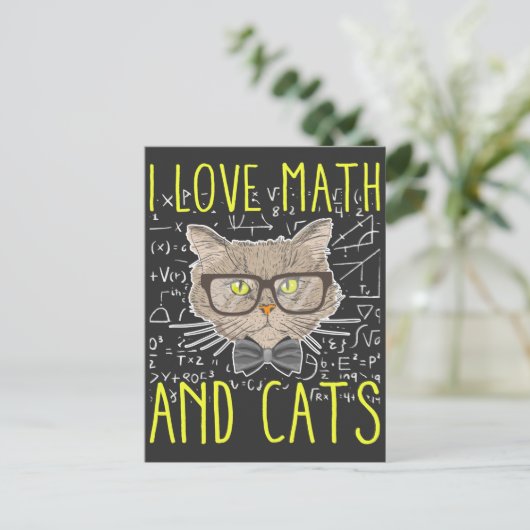 Carte Postale Love Math et Chats Mathematicique Nerd (Debout devant)