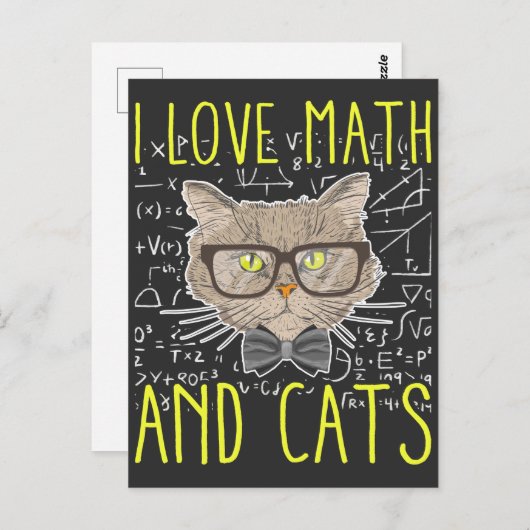Carte Postale Love Math et Chats Mathematicique Nerd (Devant / Derrière)