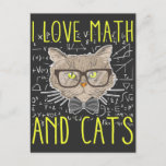 Carte Postale Love Math et Chats Mathematicique Nerd<br><div class="desc">Cadeau Amoureux des chats mignon Enseignant en mathématiques amusant. Love Math et Chats Mathematician Nerd.</div>