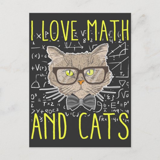 Carte Postale Love Math et Chats Mathematicique Nerd (Devant)
