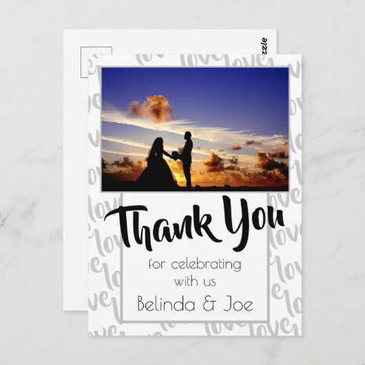 Carte Postale Love Modern Script Typographie Merci (Devant / Derrière)