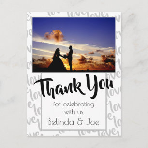 Carte Postale Love Modern Script Typographie Merci