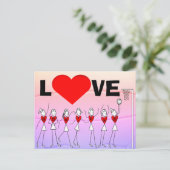 Carte Postale Love Netball Positions Stick Figures et Coeur (Debout devant)