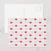 Carte postale Love Pattern - Contour rouge (Devant / Derrière)