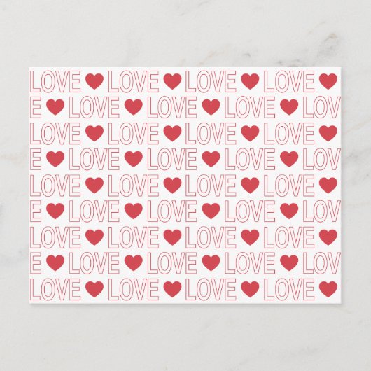 Carte postale Love Pattern - Contour rouge (Devant)