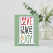 Carte postale Love Peace & Joy Holiday (Debout devant)