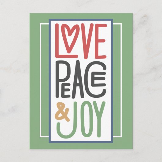 Carte postale Love Peace & Joy Holiday (Devant)