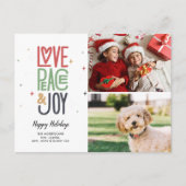 Carte Postale Love Peace Joy Typographie moderne 2 Photo Holiday (Devant)