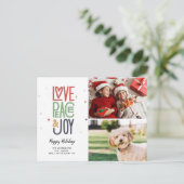 Carte Postale Love Peace Joy Typographie moderne 2 Photo Holiday (Debout devant)