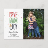Carte Postale Love Peace Joy Typographie moderne 2 Photo Holiday (Devant)