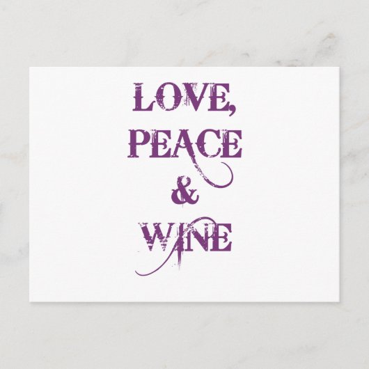 Carte Postale Love Peace Wine (Devant)