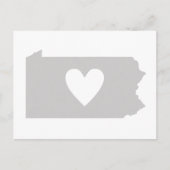 Carte Postale Love Pennsylvania Grey State Map Shape Adore Heart (Devant)