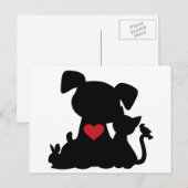 Carte postale Love Puppy et Kitten Silhouette (Devant / Derrière)